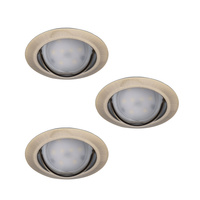 Sada 3x TRIBIS II GU10 PAR16 10W Kruhové zápustné stropní svítidlo Mosaz + žárovka GU10 400lm 3000K Warm KANLUX