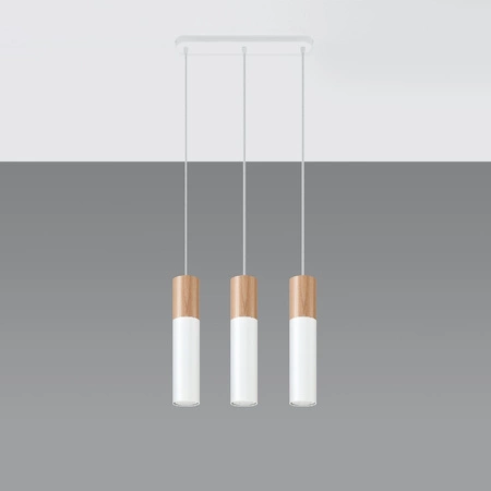 PABLO 3L 3xGU10 Skandinávská bílá a dřevěná závěsná stropní lampa SOLLUX