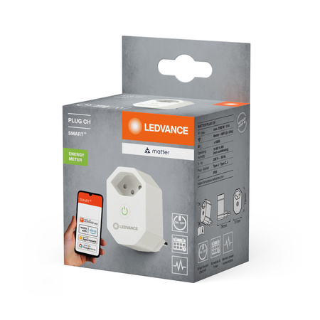 Chytrá síťová zásuvka EU 230V 10A s měřičem spotřeby SMART+ Matter Wifi Plug Ledvance