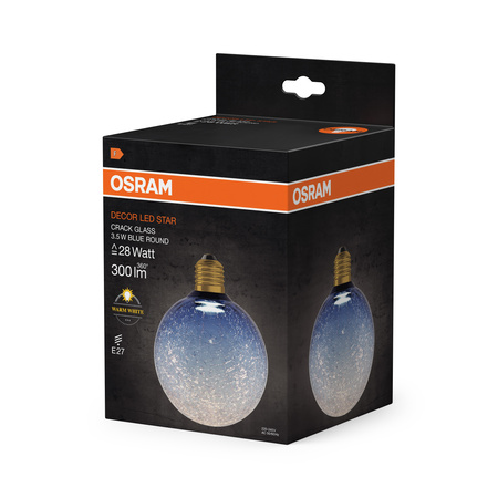 LED žárovka E27 Frost kapka 3,5W 300lm 2700K teplá bílá Decorative Blue Osram