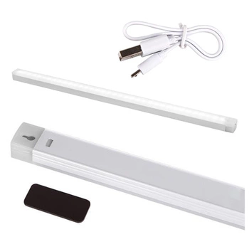 LED lišta na nábytek pod skříňovou lampu 3W 4500K 30cm s pohybovým senzorem stříbrná