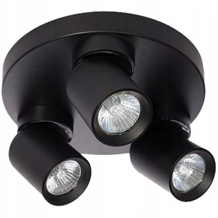 TIMO Stropní nástěnná lampa Nástěnná lampa Reflektor Pohyblivé halogenové svítidlo 3xGU10 černé kulaté LVT