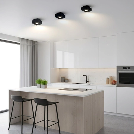 Povrchové Halogenové svítidlo GU10, SPOT Nastavitelná Čtvercová Černá AURI LUMILED