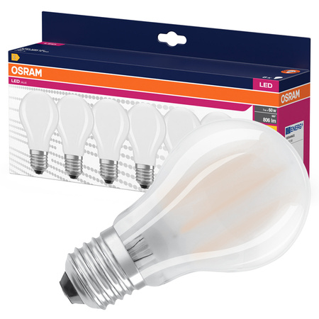 6x LED žárovka A60 E27 6,5W = 60W 806lm 2700K teplá bílá 300° Retrofit Filament CLASSIC Osram