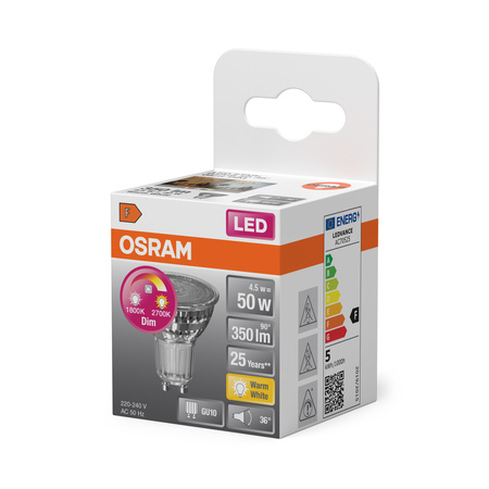 LED PAR16 Reflektor GU10 4,5W = 50W 350lm 1800-2700K CCT 36° Stmívatelný SUPERSTAR Osram