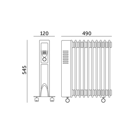 Olejový chladič 11-žeber MAX 2500W KOBI Šedý