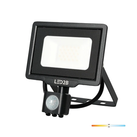 Venkovní LED reflektor Zahrada 20W 1600lm 4000K Neutrální 120° se senzorem pohybu a soumraku IP65 Černá MHC Kobi