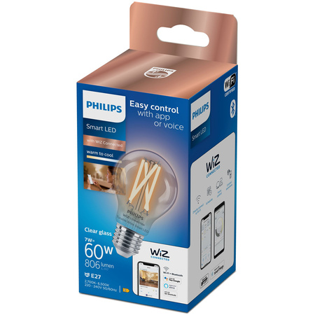 LED žárovka E27 A60 7W = 60W 2700-6500K FILAMENT SMART WiFi Philips WiZ