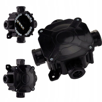 Hermetická instalační krabice pro povrchovou montáž PG16 75x75x33mm Splitter s tlumivkami Černá PAWBOL