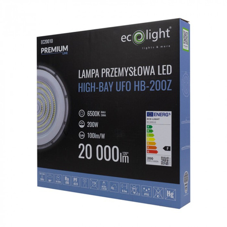 LED HIGHBAY 200W 20000lm 6500K Cold IP65 PREMIUM Ecolight LED závěsná lampa