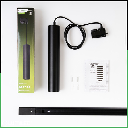 Sada osvětlovacích přípojnic 1m + 3x Soplo GU10 černá LUMILED reflektor na přípojnici