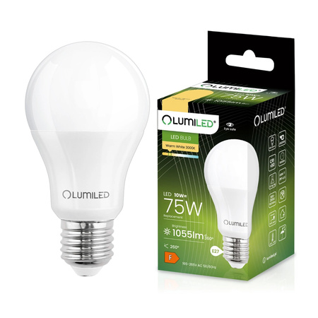 Žárovka LED E27, A60 10W = 75W 1055lm 3000K Teplá bílá 260° LUMILED