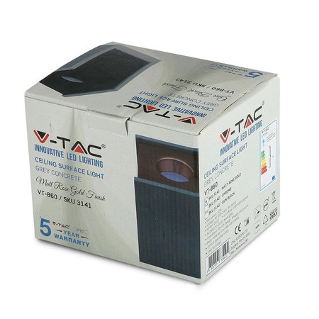 Bodové stropní svítidlo GU10 čtvercová šedá/růžově zlatá VT-860 V-TAC - 5letá záruka