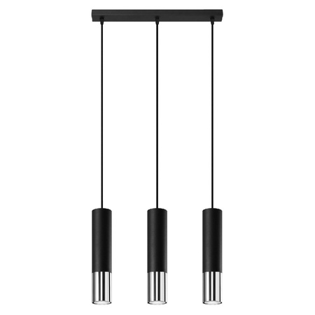 LOOPEZ 3L Závěsné stropní svítidlo 3xGU10 Elegant Black Chrome SOLLUX