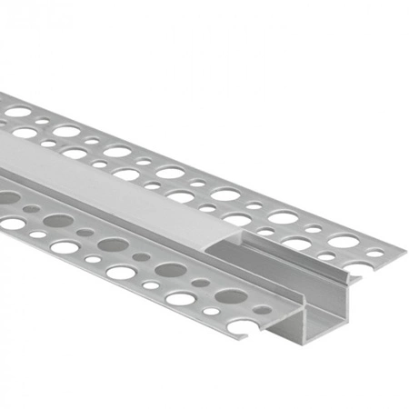 Hliníkový LED profil pro sádrokarton REGIPS Zapuštěný pod omítku eloxovaný 1m s mléčným difuzorem pro LED pásky + krytky Ecolight řady GP