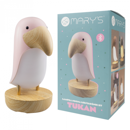 Dětské LED noční světlo 2,7W 3000K Warm + Multicolour RGB USB dobíjecí 1200mAh růžové s Bluetooth reproduktorem TUKAN MARY'S