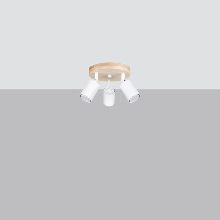 VERDO 3P 3xGU10 Bílé dřevěné skandinávské stropní svítidlo SOLLUX