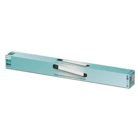 LED Světlo nad Zrcadlo 10W 1500lm 2700K 62cm IP44 Černá Rover Philips