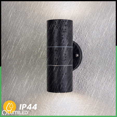 Zahradní nástěnná lampa GU10, IP44 nastavitelné nahoru a dolů Černá ZINNIA LUMILED