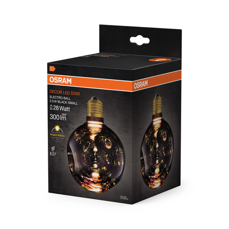 LED žárovka E27 Sphere 3,5W 300lm 2700K teplá bílá Decorative Black ELECTRO GLASS MEDIUM Osram