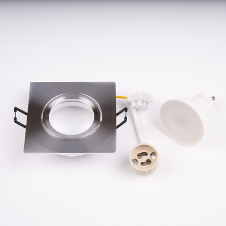 TRIX 3v1 GU10 6W 3000K Silver LUMILED čtvercové pohyblivé halogenové svítidlo k zapuštění do zdi