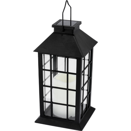 LED solární zahradní lucerna závěsná 32cm černá