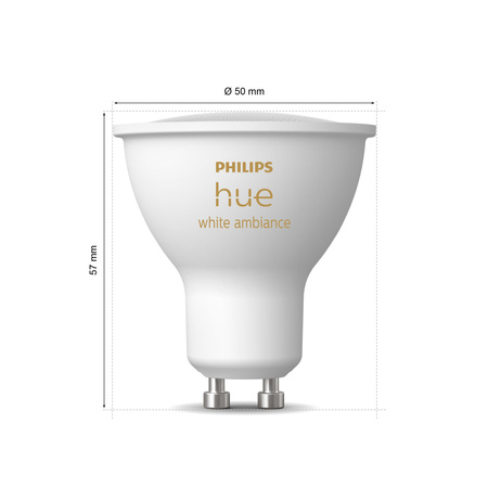 2x LED žárovka GU10 s reflektorem 4,2W = 50W 400lm 2200-6500K CCT SMART Smart Bluetooth ZigBee White Ambiance Philips HUE