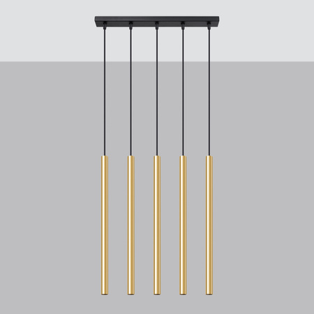 PASTELO 5L 5xG9 Zlatá moderní stropní závěsná lampa SOLLUX