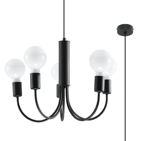 LED PICCOLO Závěsné stropní svítidlo 5xE27 Lustr černý SOLLUX