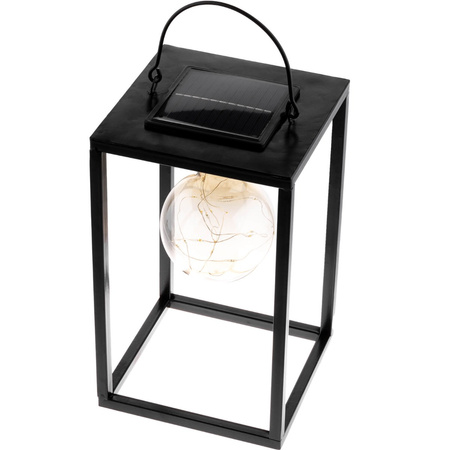 LED solární lampa Venkovní zahradní stojací závěsná lucerna 3000K IP44 26cm soumrakový senzor