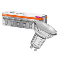 5x LED žárovka GU10 4.3W = 50W 350lm 4000K Neutrální bila 36° OSRAM Základna