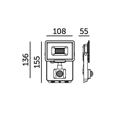 Venkovní LED reflektor Zahrada 20W 1600lm 6500K Studený 120° se senzorem pohybu a soumraku IP65 Černá MHC Kobi