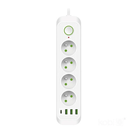 Prodlužovací kabel CONNECTO 4x230V 3m 4GN Zemní jistič 4xUSB Bílá Kobi