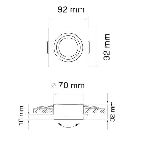 Bodové svítidlo MR16 BlackSilver 12 V LIKA Sanico Goldlux pro vestavbu do zdi