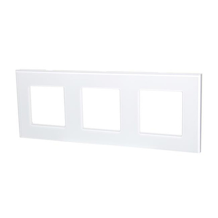 SKLENĚNÝ rámeček na zásuvku. bílý. trojitý