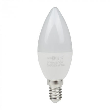 LED žárovka Candle B37 E14 5W 450lm 4000K Neutral Ecolight