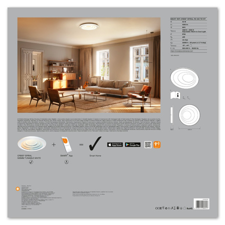 LED stropní svítidlo ORBIS Spiral 40W 4300lm Teplá bílá-Studená bílá 50cm SMART+ WiFi LEDVANCE