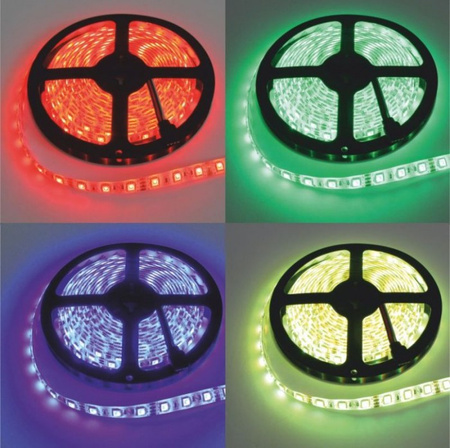 LED pásek SMD 5050 14,4W/m 60LED/m 12V 3000K Multicolour RGB + teplá bílá IP20 Roll 5m Ecolight