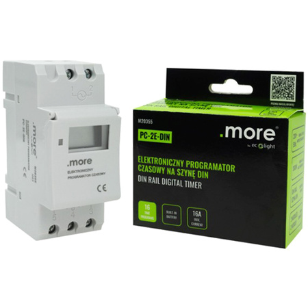 Časovač zapnutí/vypnutí LCD Digitální plán 7 dní PC-2E-DIN Ecolight