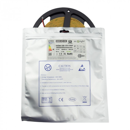 LED pásek COB 7W/m 560lm/m 480LED/m 12V 4000K neutrální bílá IP20 role 5m Ecolight