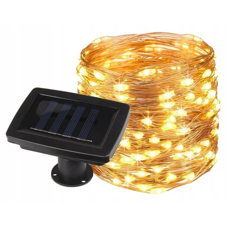 Zahradní solární girlanda okrasný světelný řetěz 300 LED 32m teplé barvy