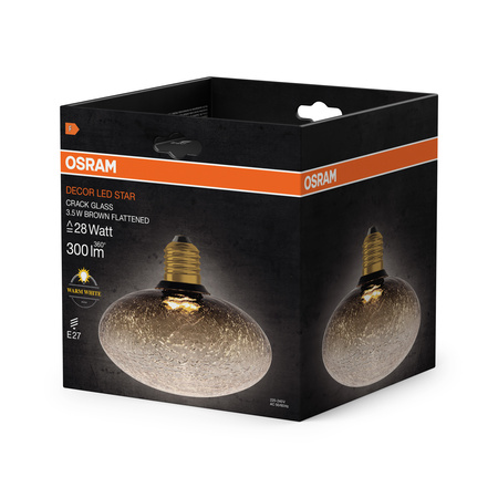 LED žárovka E27 Frost 3,5W 300lm 2700K teplá bílá Decorative Flat Brown Osram