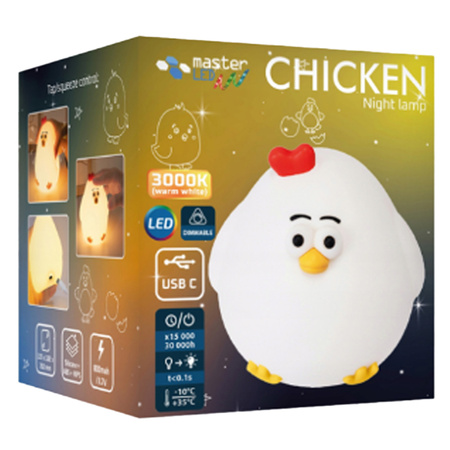 Dětské stolní LED noční světlo 1W 17lm 3000K teplá 360° bílá Chicken Masterled
