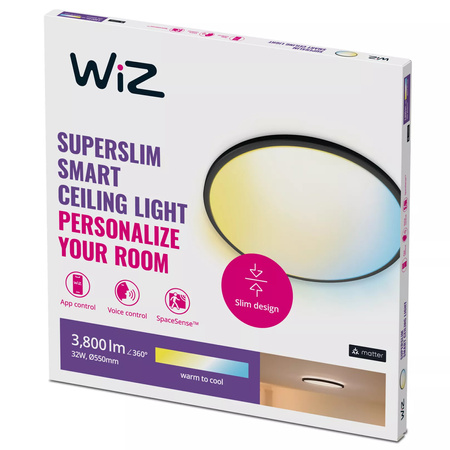 Plafond LED stropní světlo 32W CCT černé SMART WiFi WiZ