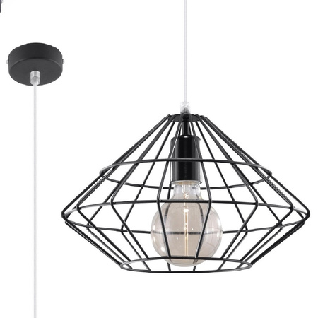 LED závěsné stropní svítidlo UMBERTO E27 černý drát SOLLUX