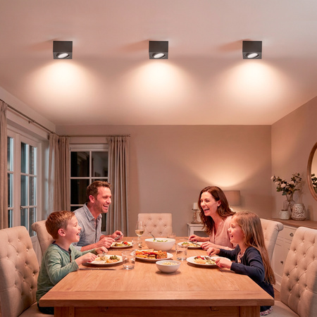 Povrchové Halogenové svítidlo, TUBA SPOT Nastavitelná Čtvercová 50mm Černá AMAT-S + LED 7W 3000K LUMILED