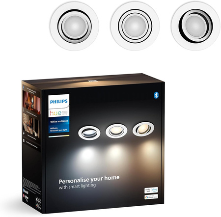 LED Milliskin zapuštěná pod omítku 3x 4,2W CCT kulatá pohyblivá bílá PHILIPS HUE Bluetooth