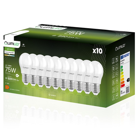 6x Žárovka LED P45, E27 10W = 100W 990lm 4000K Neutralní bílá 180° Mléčná CCD LUMILED