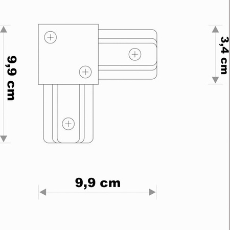 Úhlový rohový konektor pro třífázové přípojnice. bílý