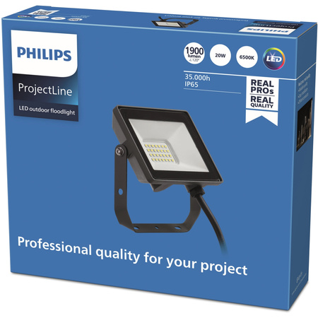 Reflektor LED 20W 1900lm 6500K IP65 černý ProjectLine Philips